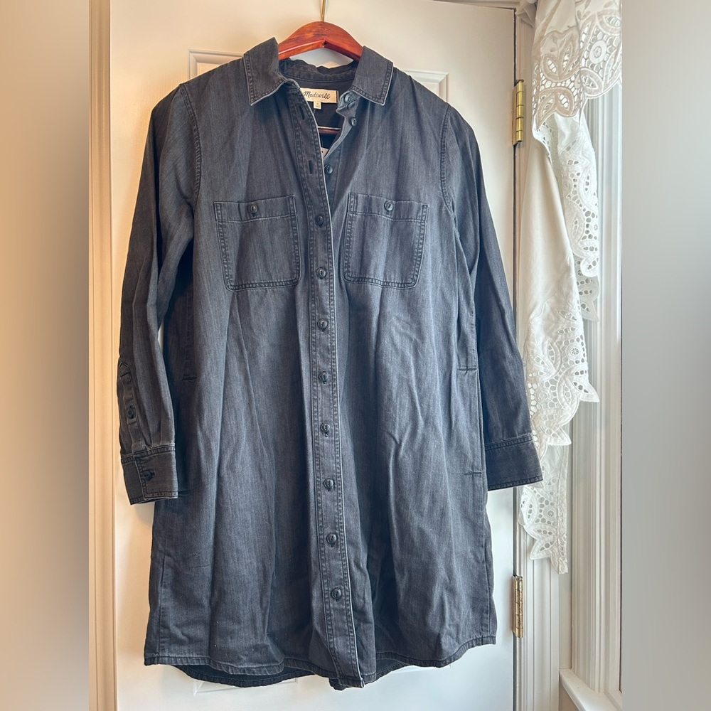 Madewell Charcoal Button-Up Denim Dress